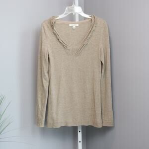 Vintage Banana Republic Wool Cashmere Sweater Ruffled V-Neck M Italian‎ Yarn